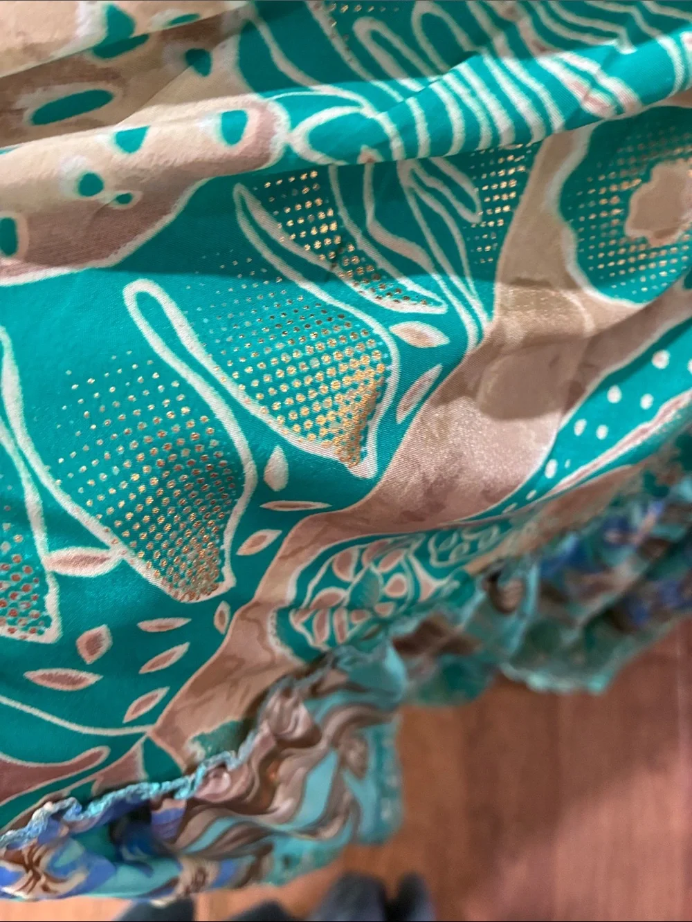 Gorgeous Aqua Floral Tie-Back Maxi Dress with Pockets! - Picture 5 of 7